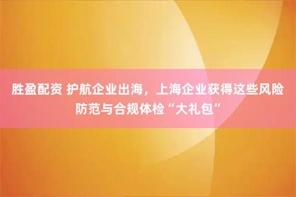 胜盈配资 护航企业出海，上海企业获得这些风险防范与合规体检“大礼包”